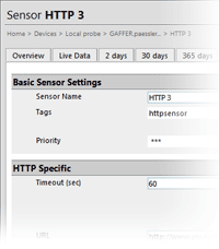HTTP-sensor setup of the network monitor software