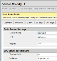 Einrichtung eines SQL-Sensors