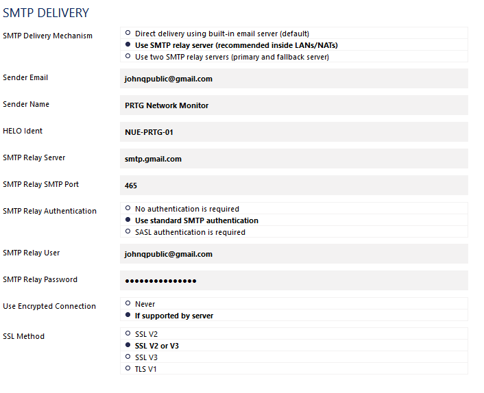 SMTP Delivery Settings SMTP Delivery Settings