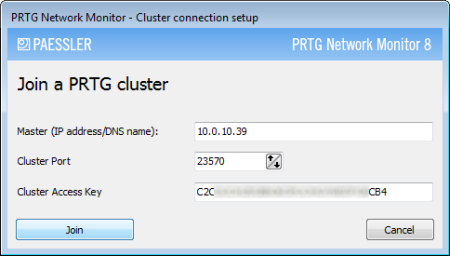 PRTG Server Administrator - Cluster Connection Setup