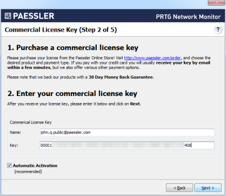 Step 2 - Commercial License Key