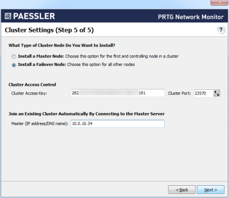 Cluster Settings Failover Node