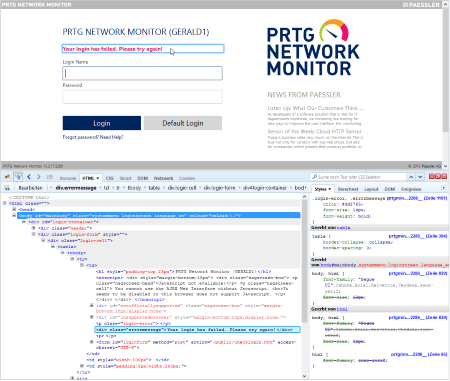 PRTG Login HTML Response