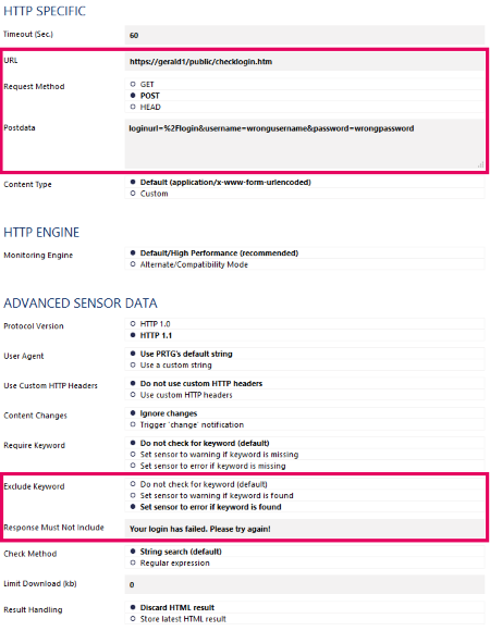 HTTP Advanced Settings