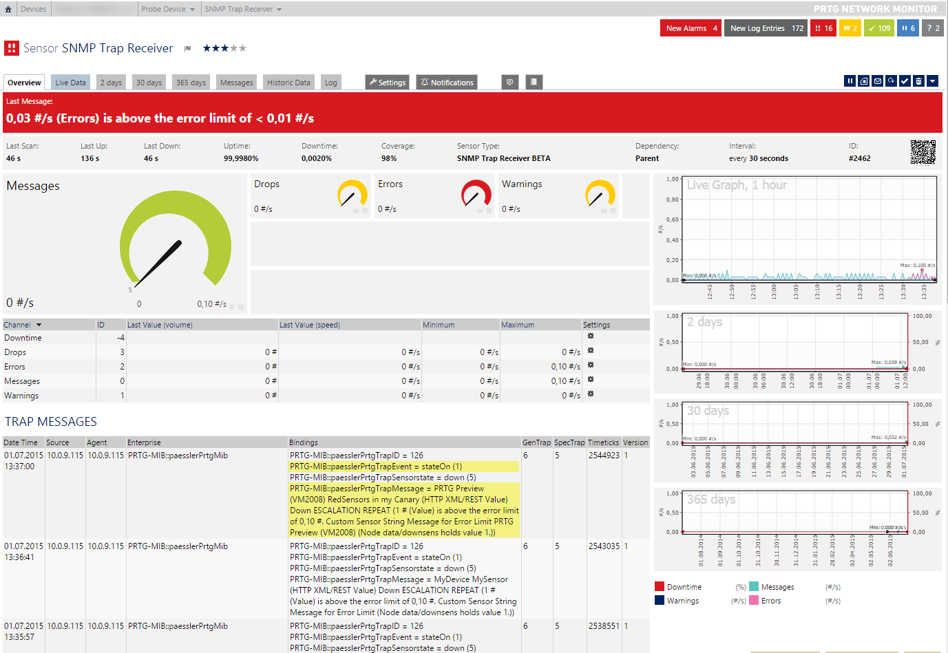 prtg snmp trap receiver